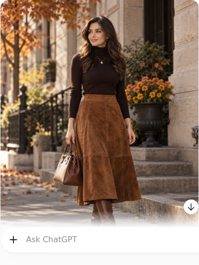 Turtleneck With a Suede Midi Skirt