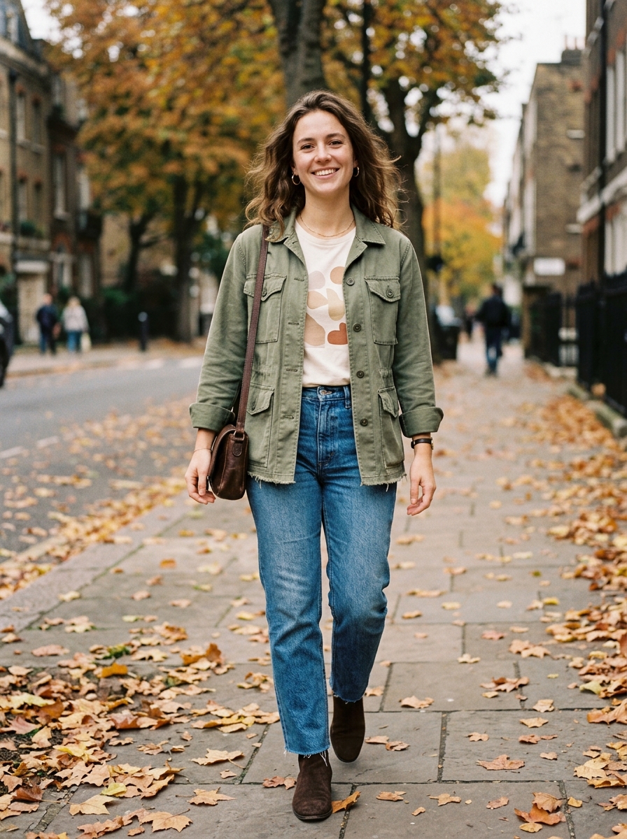 Utility Jacket With Graphic Tee and Jeans