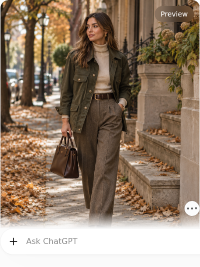 Utility Jacket With Turtleneck and Relaxed Trousers