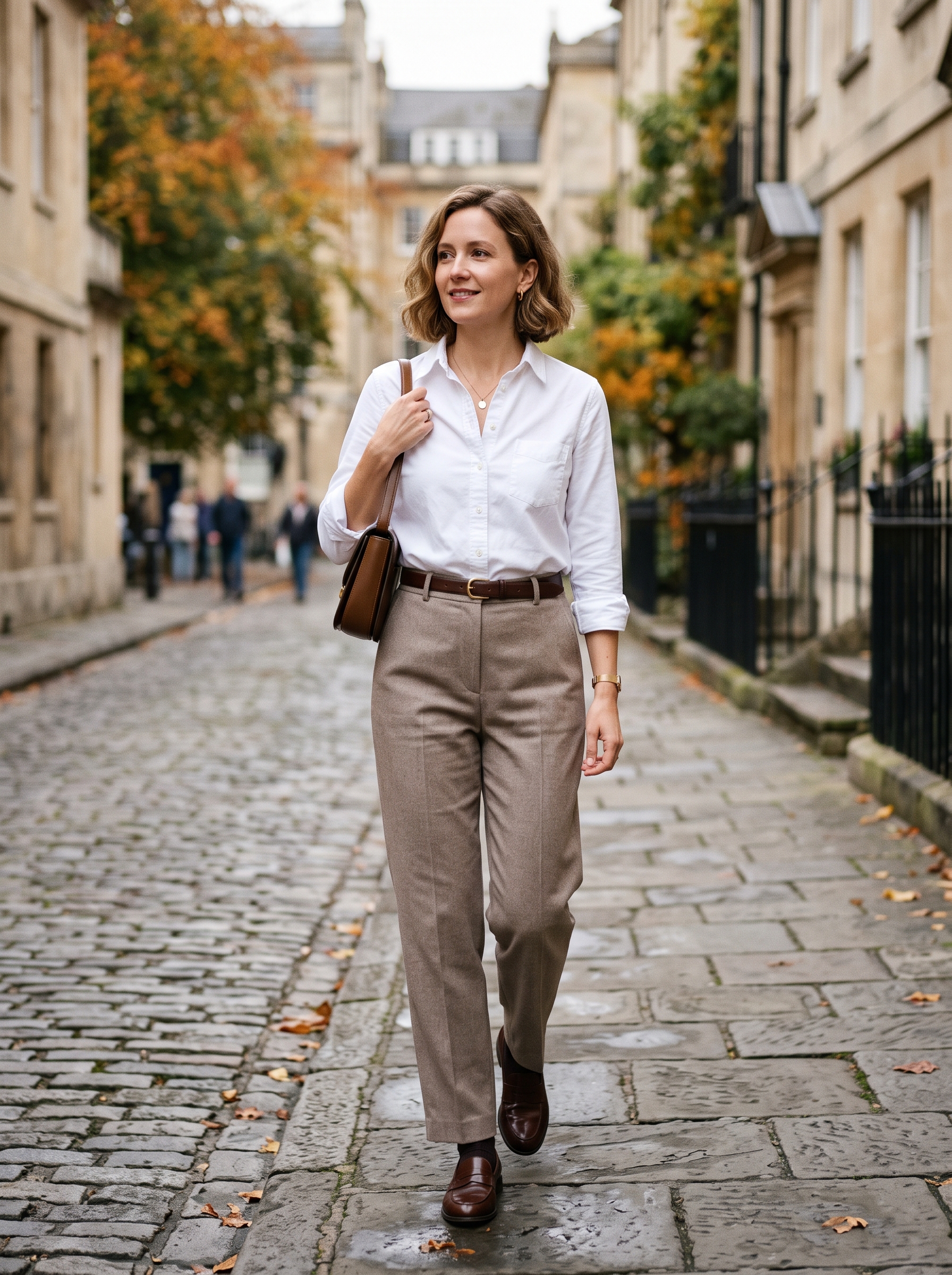 White Oxford Shirt With Wool Trousers