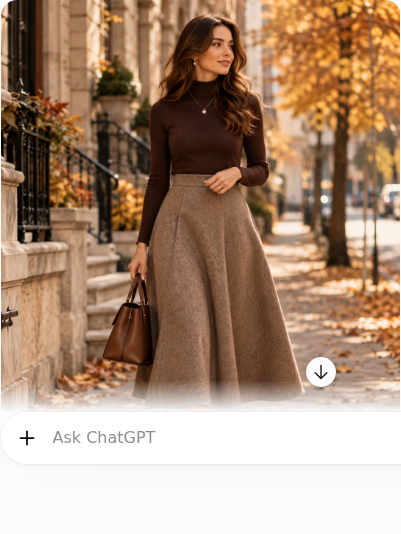Wool A-Line Skirt With a Fitted Mock Neck