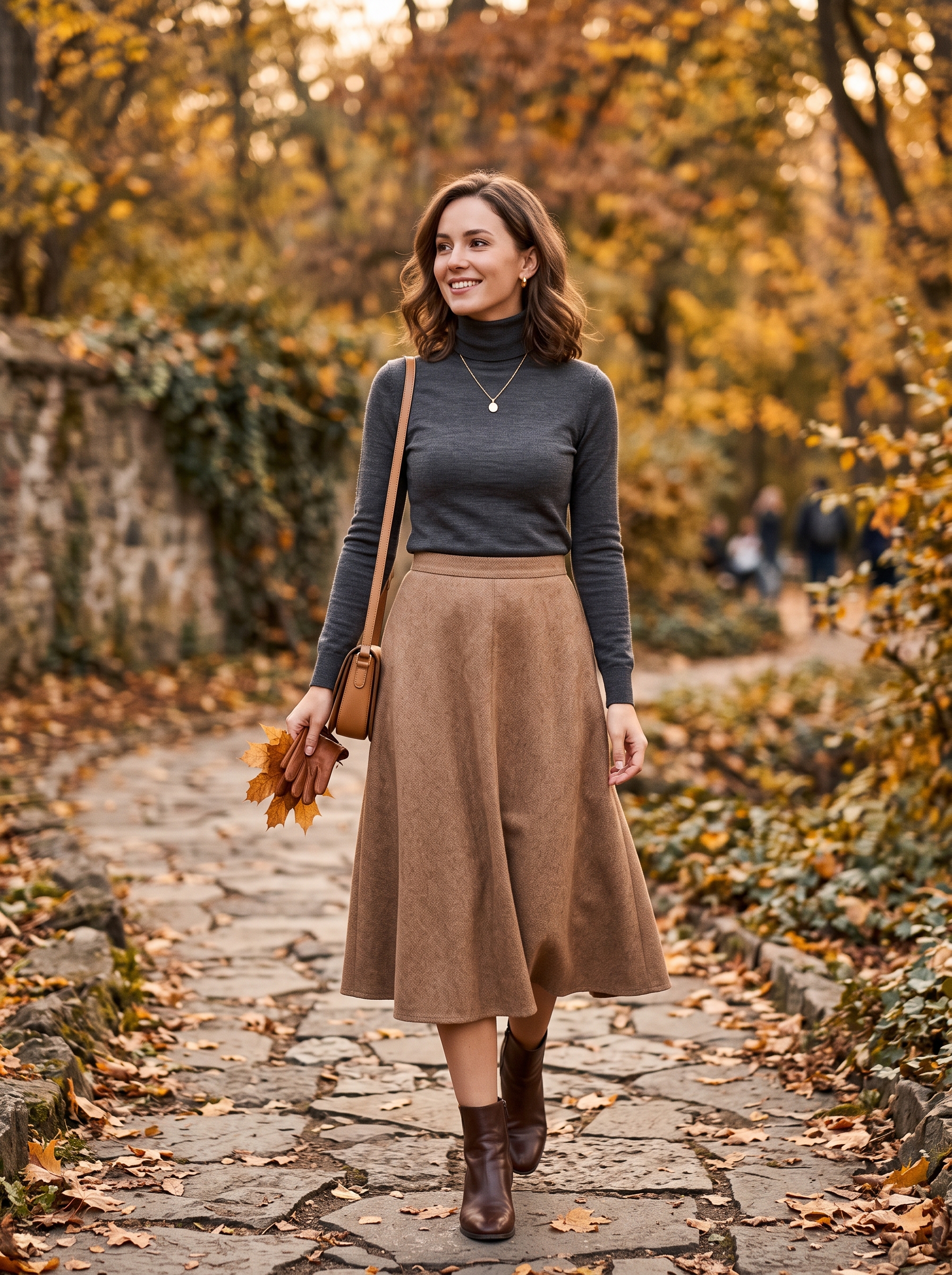 Wool A-Line Skirt With a Fitted Turtleneck