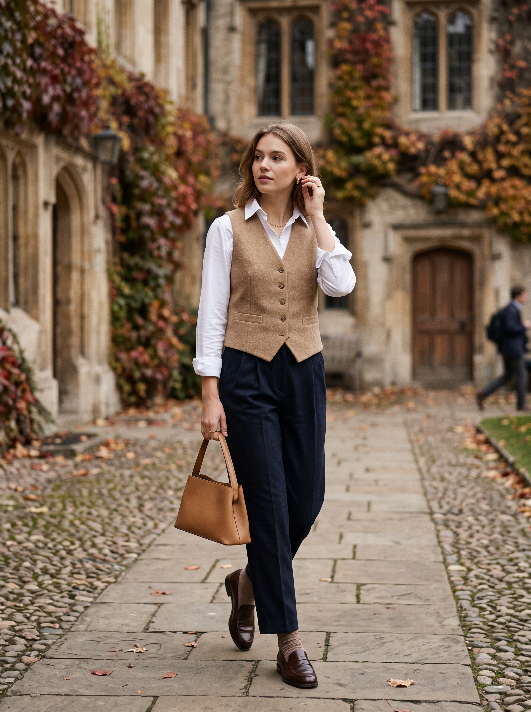 Wool Vest With Crisp White Shirt