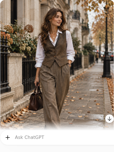 Wool Vest With White Shirt and Pleated Trousers