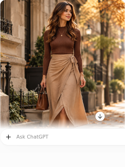 Wrap Skirt With a Ribbed Knit Top