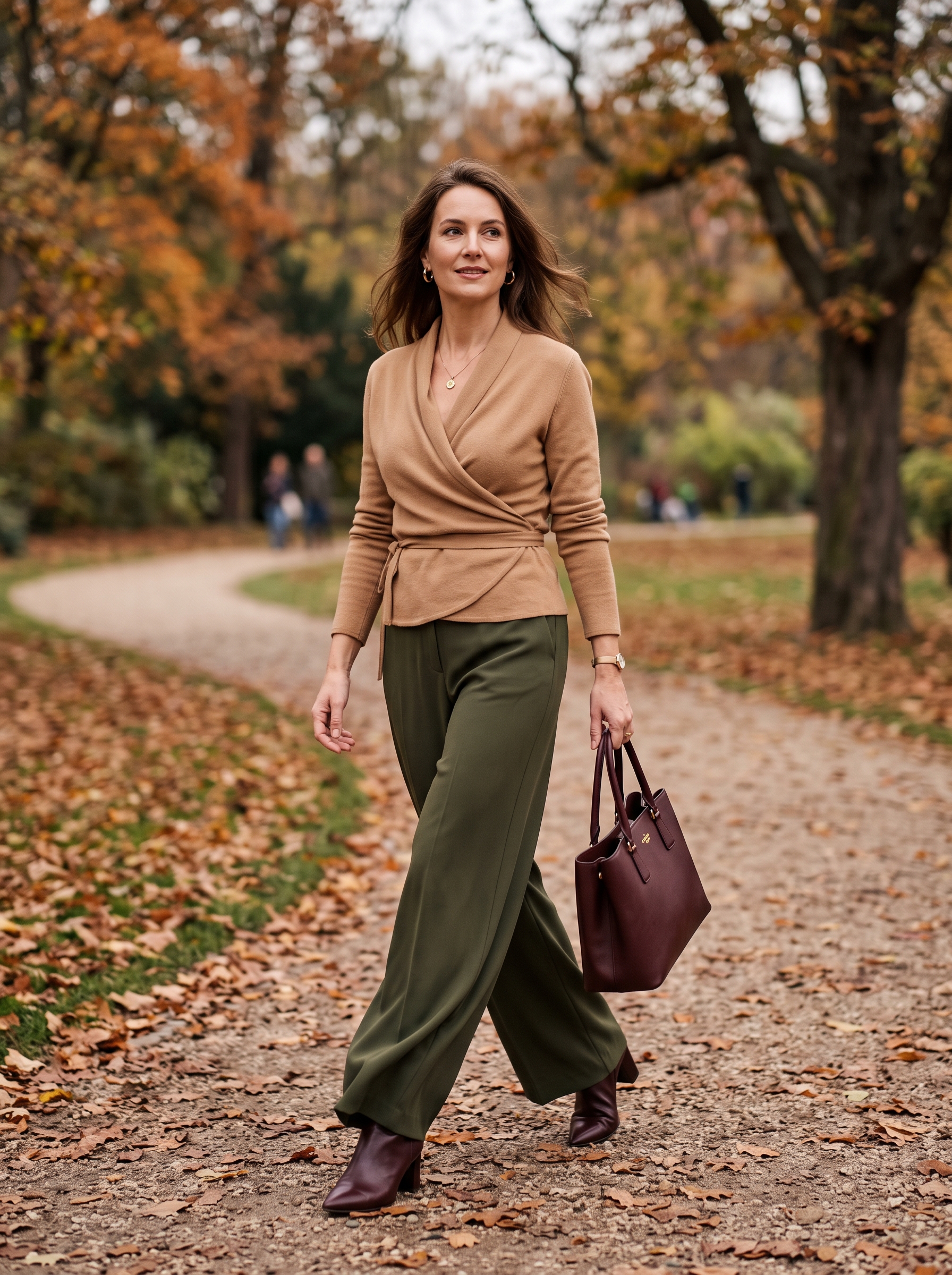 Wrap-Style Top With Wide-Leg Trousers
