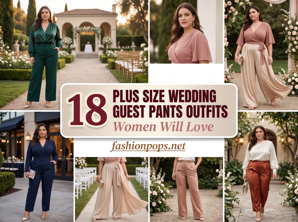 plus size wedding guest pants outfits women
