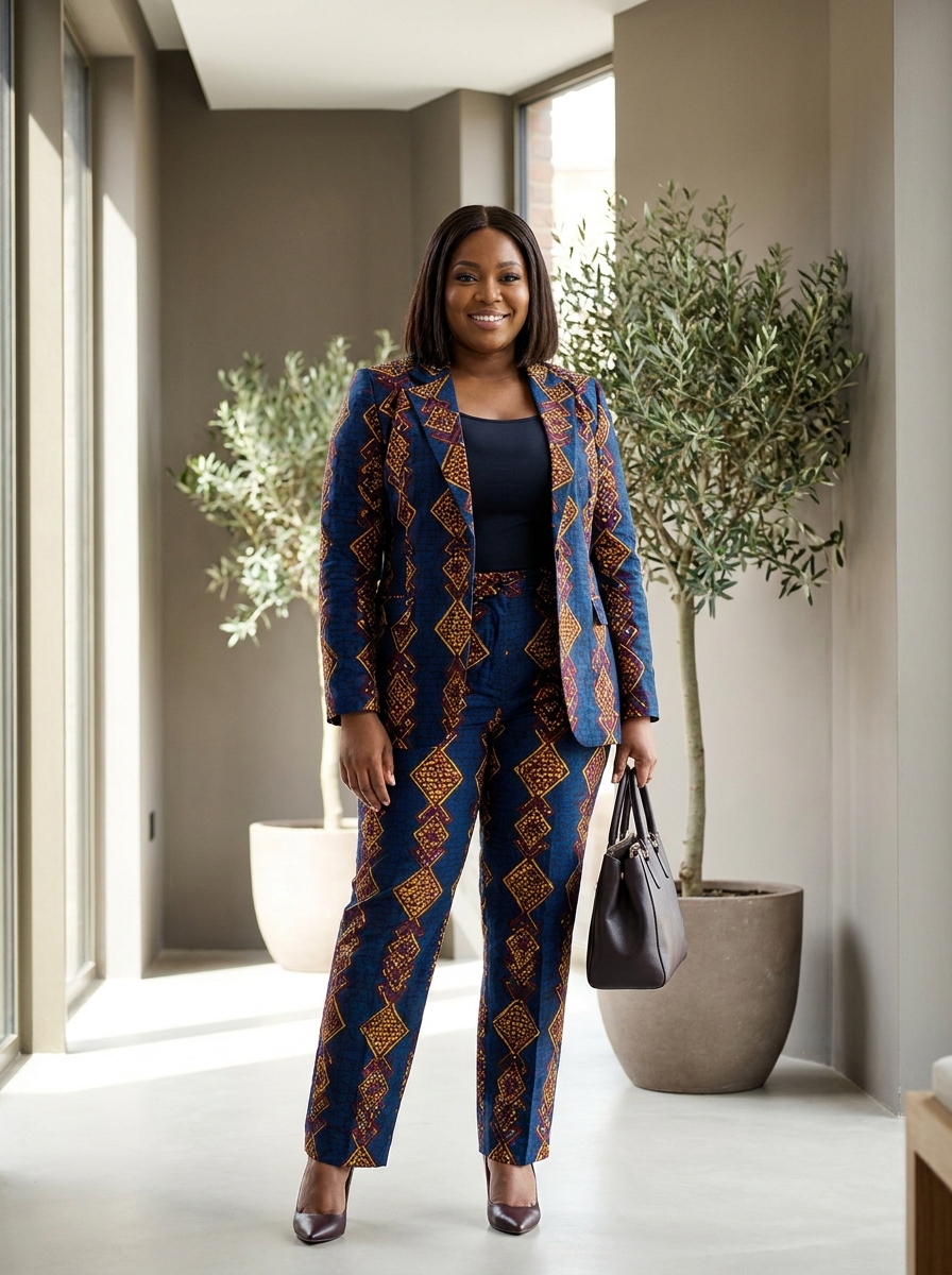 Ankara Blazer With Matching Straight Leg Pants