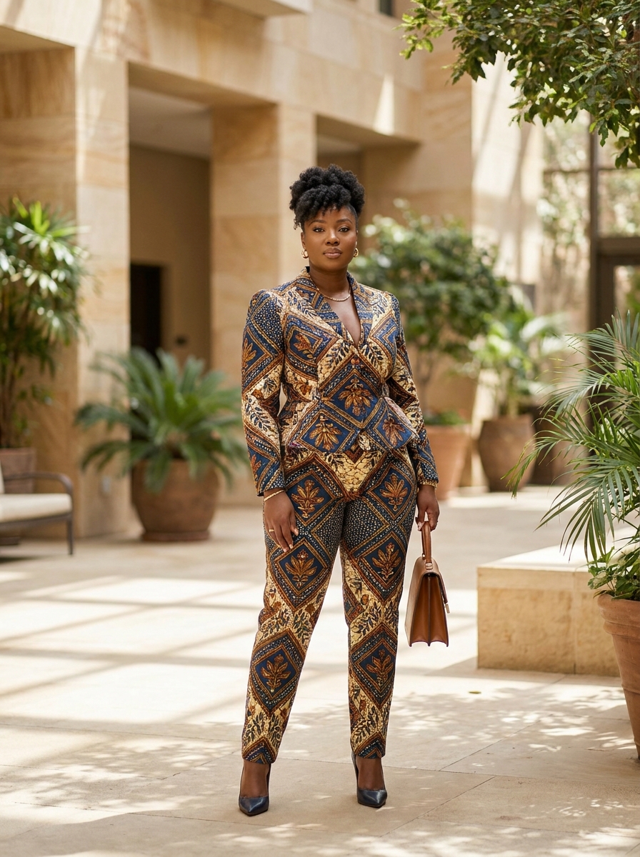 Ankara Two Piece Set With Cropped Jacket