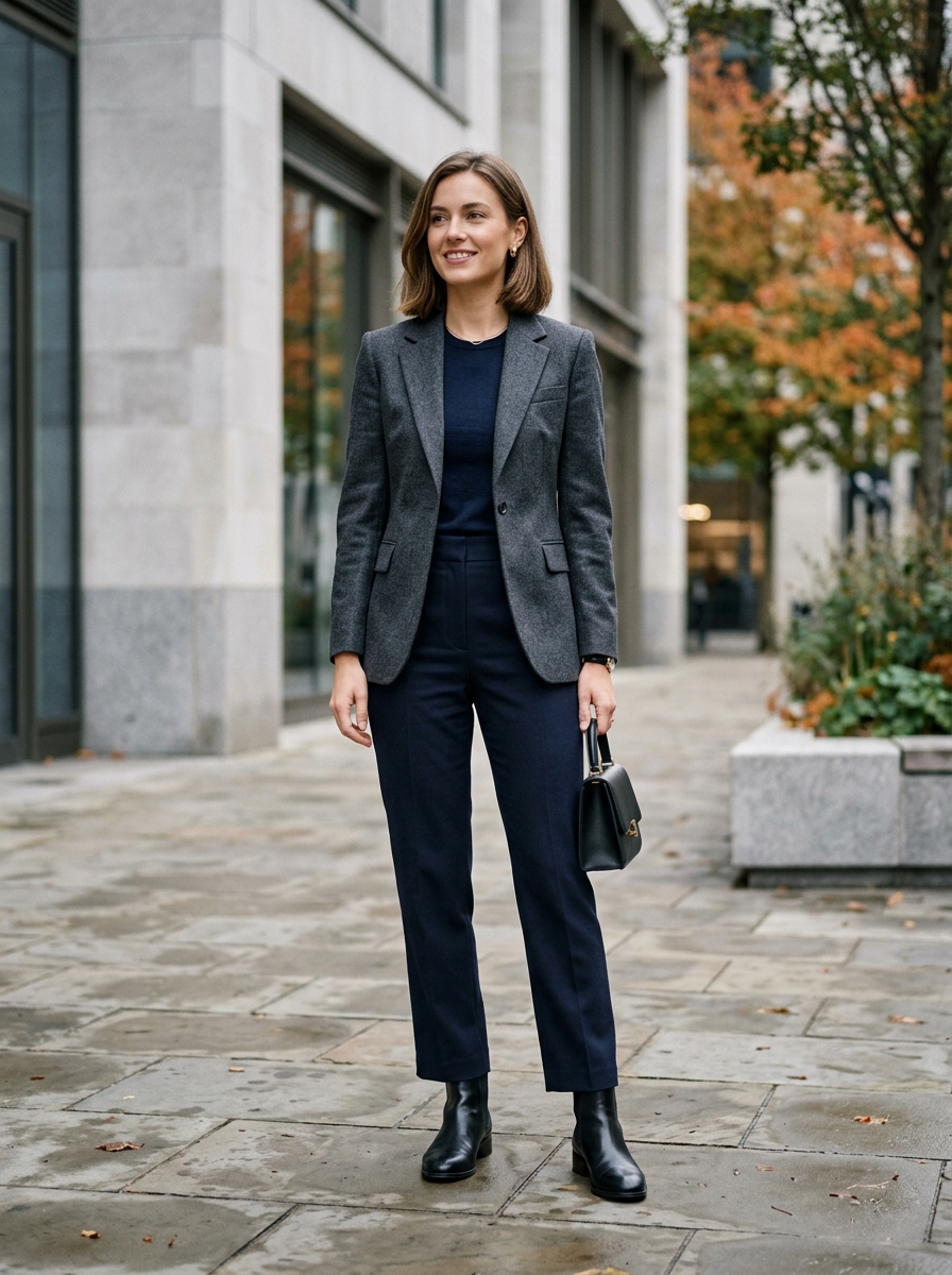 Ankle Boots With Tailored Trousers And A Blazer