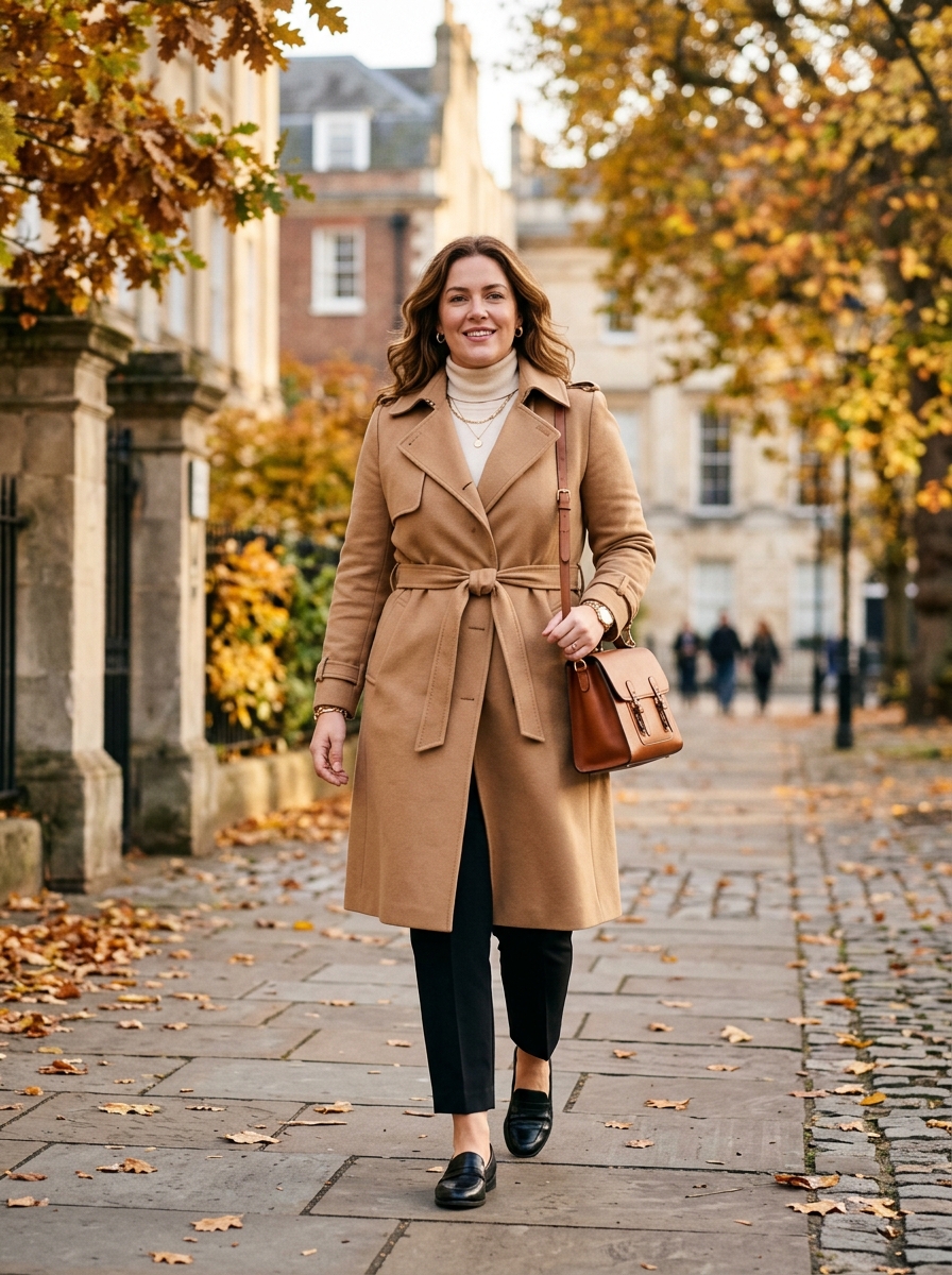 Belted Trench Coat With Tailored Ankle Pants