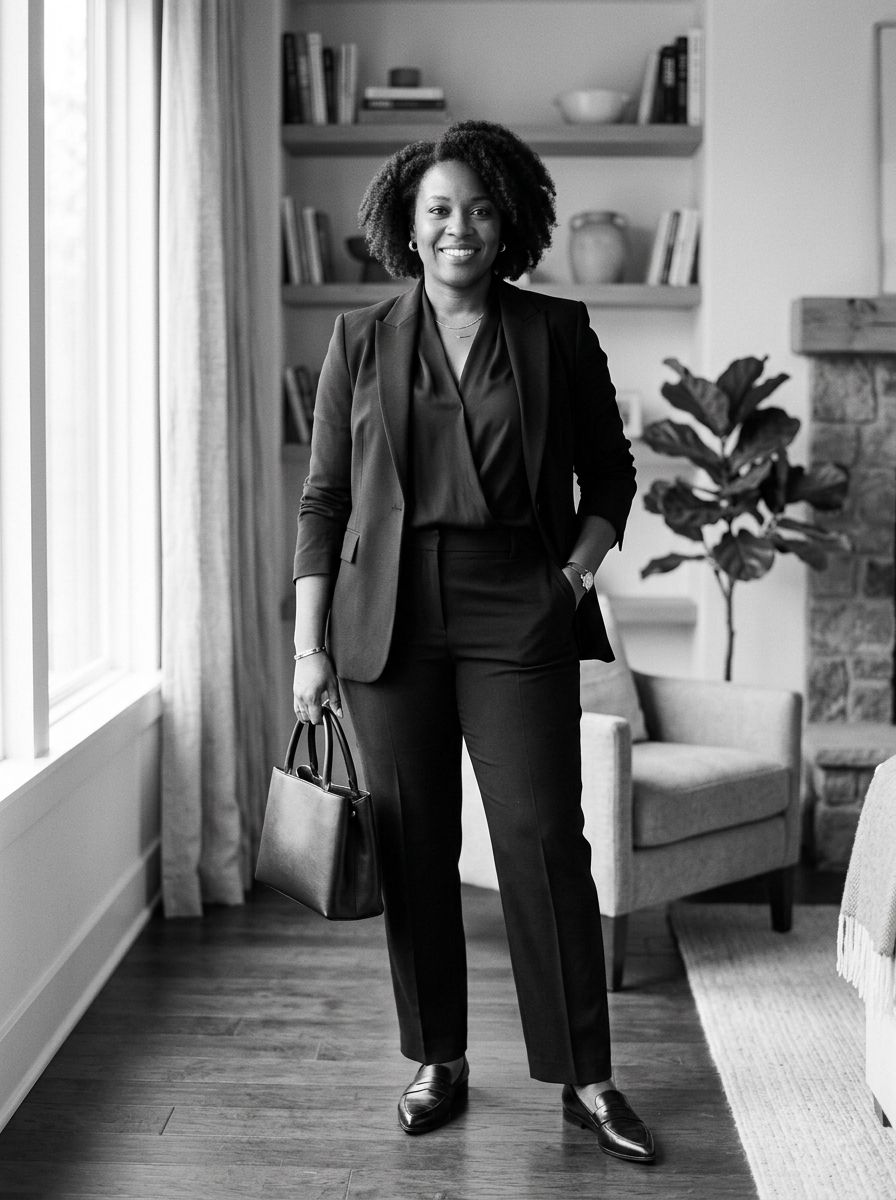 Black Blazer With Straight-Leg Trousers