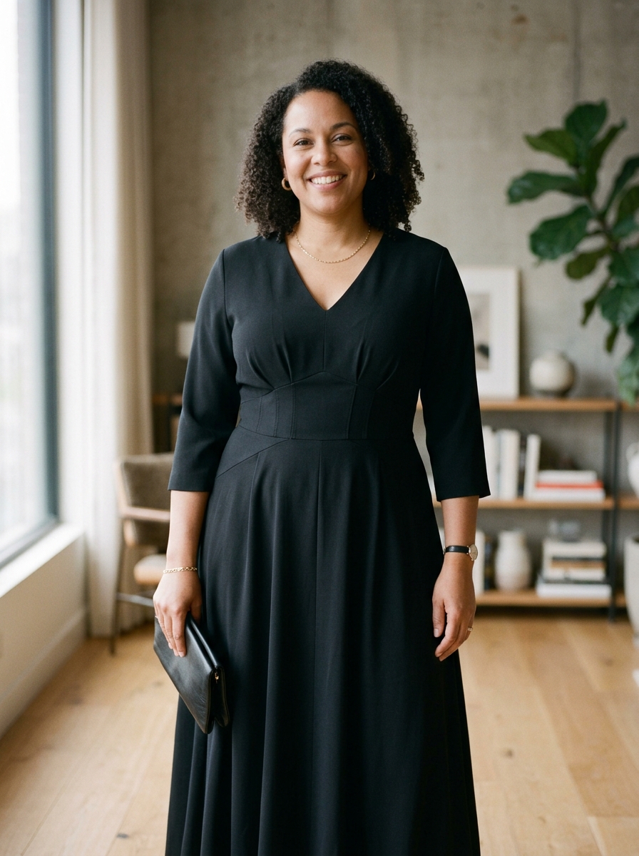 Black Maxi Dress With a Defined Waist
