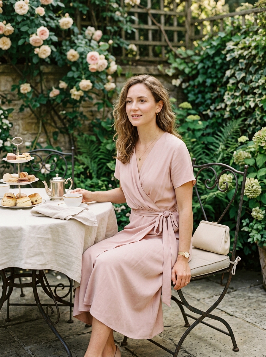 Blush Wrap Dress With Soft Draping