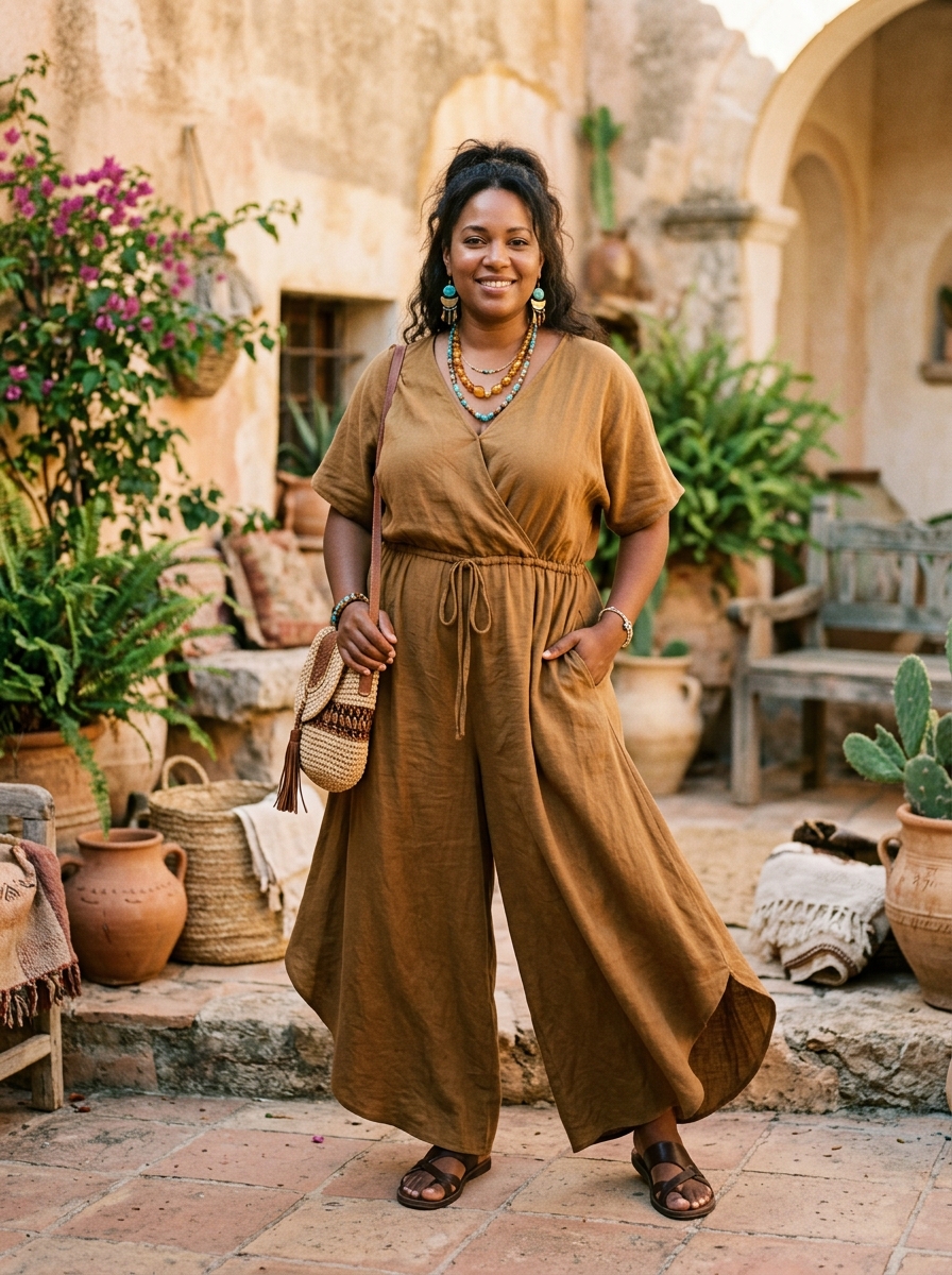 Bohemian Jumpsuit With Artisan Accessories