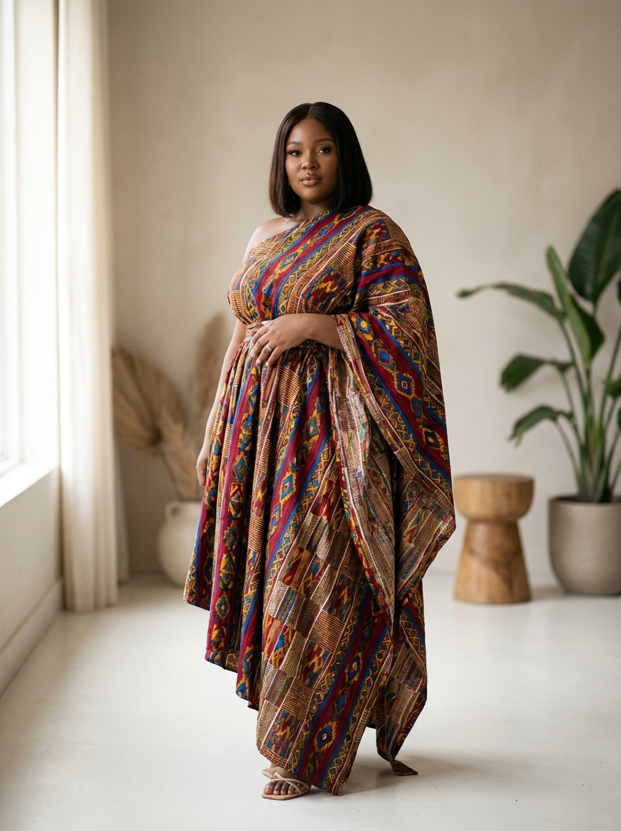 Bold Ankara Gown With Asymmetric Hem