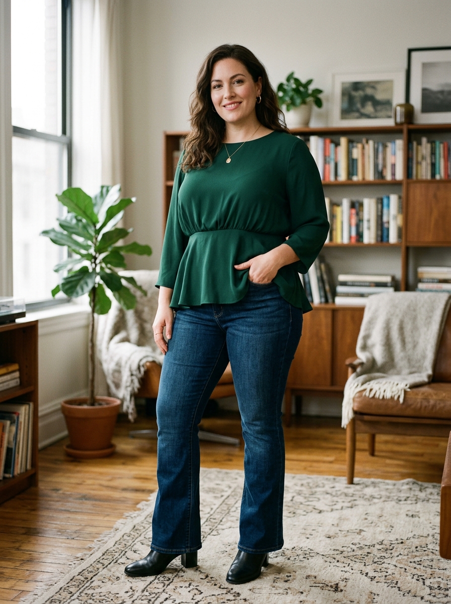 Bootcut Jeans With a Flowing Peplum Top