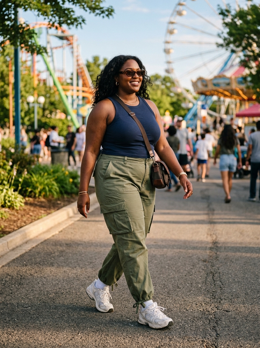 Cargo Pants With Fitted Ribbed Tank