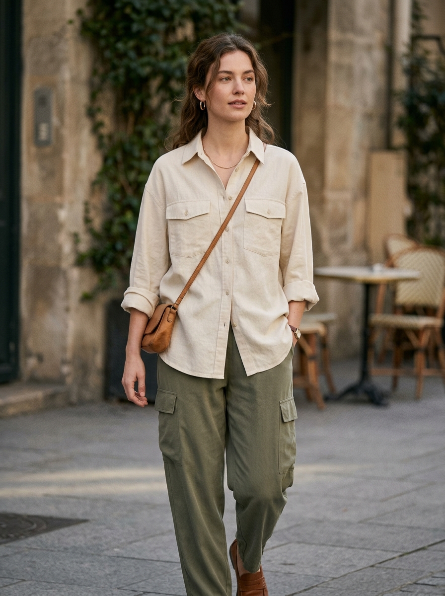 Cargo Pants With a Relaxed Utility Shirt