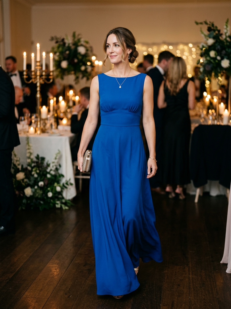 Cobalt Blue Empire Waist Maxi Dress