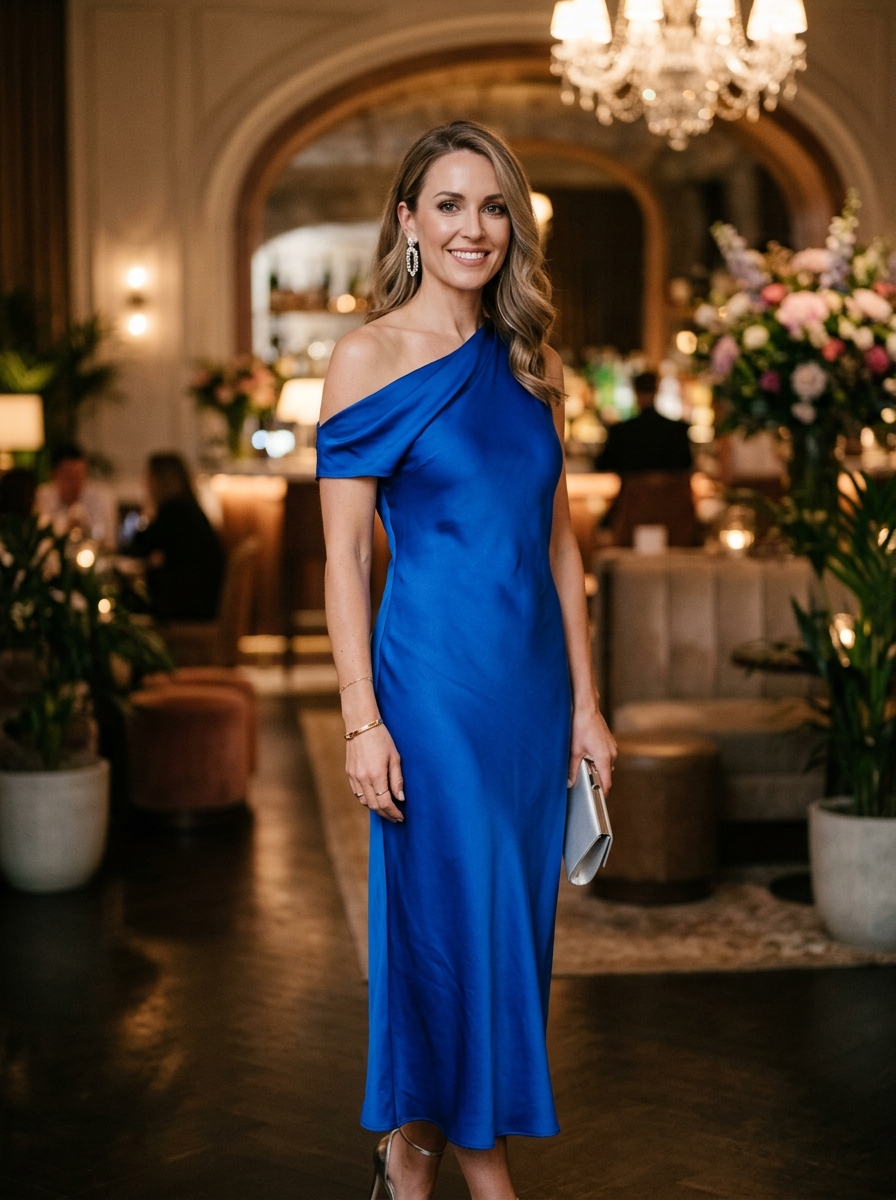 Cobalt Blue One-Shoulder Dress
