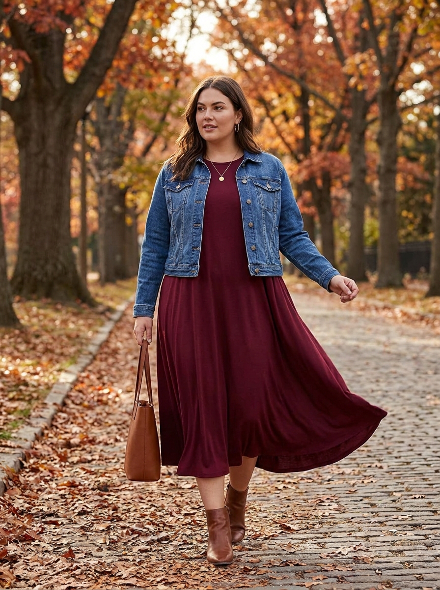 Denim Jacket With a Swing Dress
