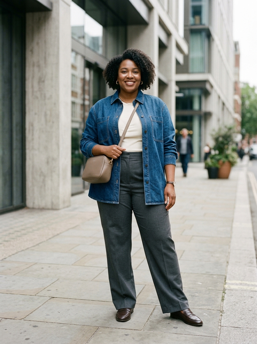 Denim Overshirt With Tailored Trousers