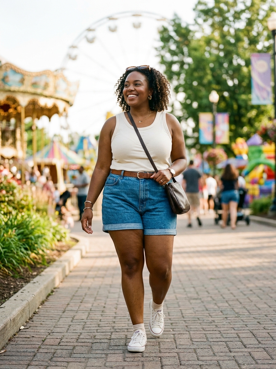 Denim Shorts With Breathable Cotton Tank