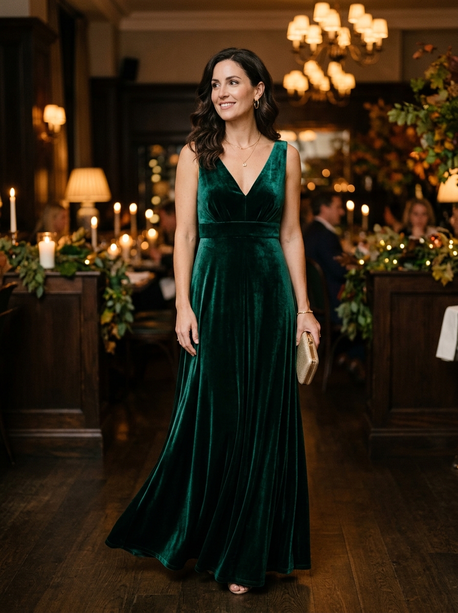 Emerald Velvet Maxi Dress
