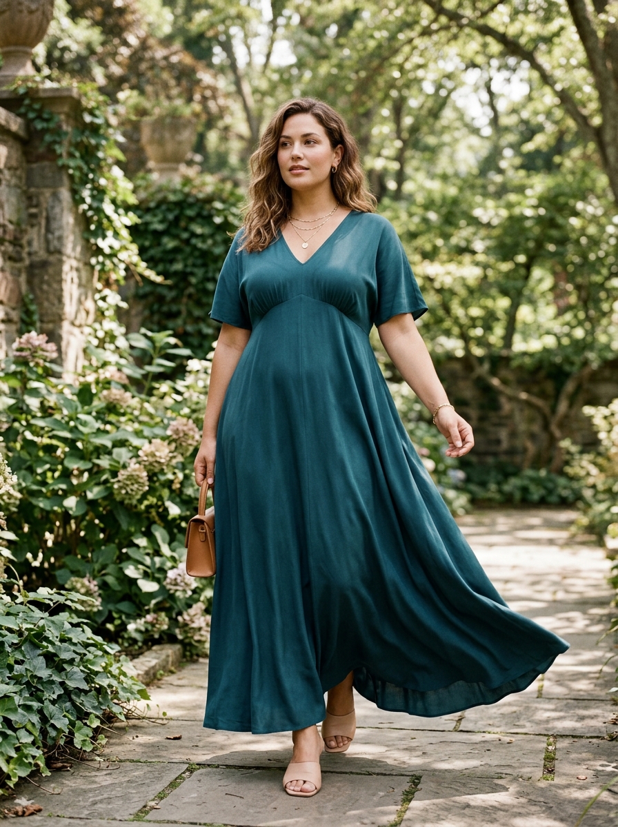 Empire-Waist Maxi Dress With a Fluid Skirt