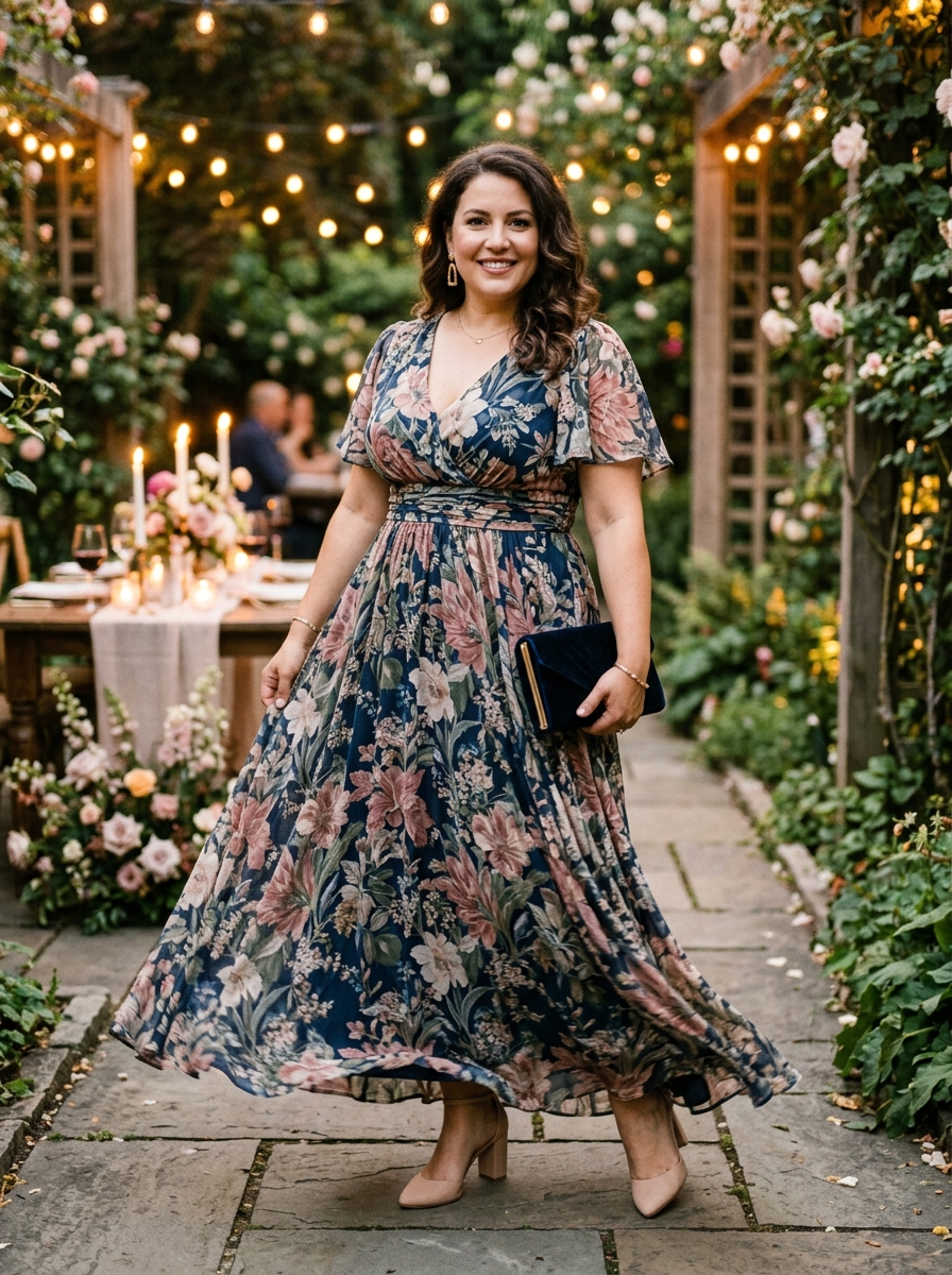 Floral Maxi Dress With a Defined Waist