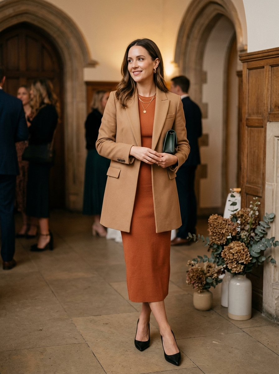 Knit Midi Dress With a Longline Blazer