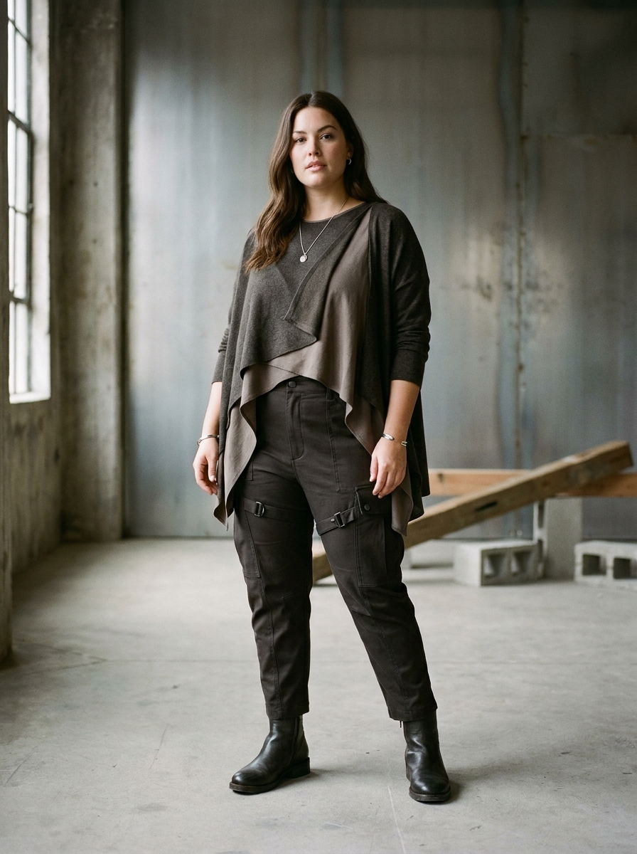 Layered Tunic With Buckled Cargo Trousers