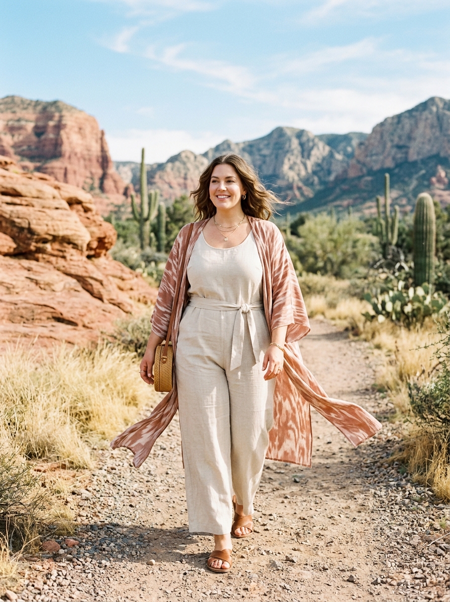 Lightweight Romper With A Longline Kimono