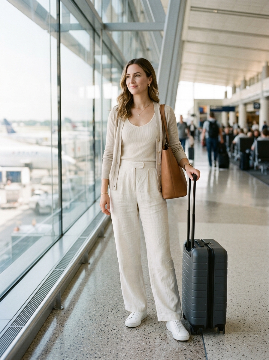Linen Pants With a Soft Tank and Cardigan