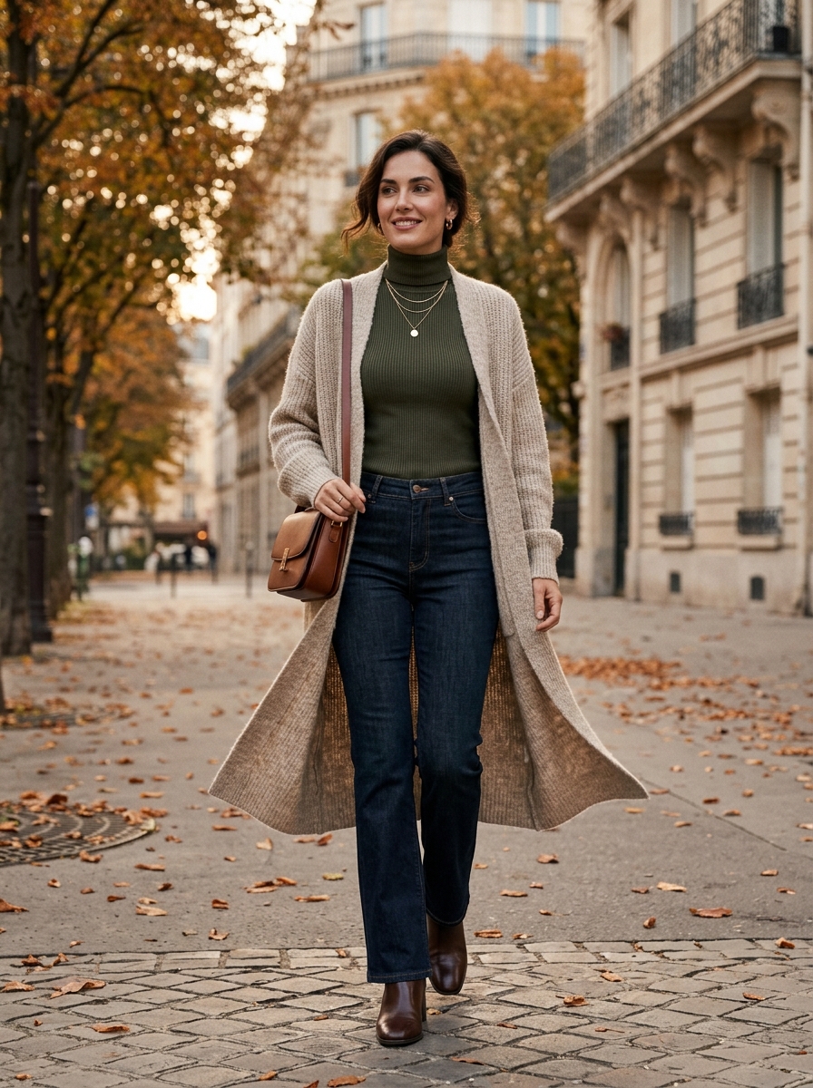 Long Cardigan With Bootcut Jeans