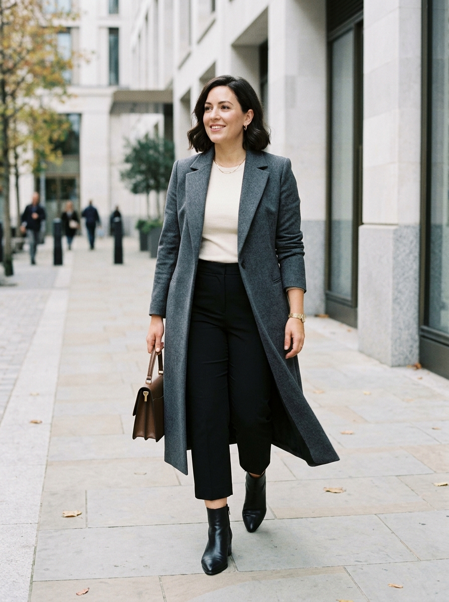 Longline Coat With Cropped Trousers