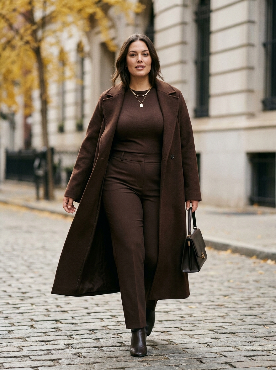 Longline Coat With a Column Outfit