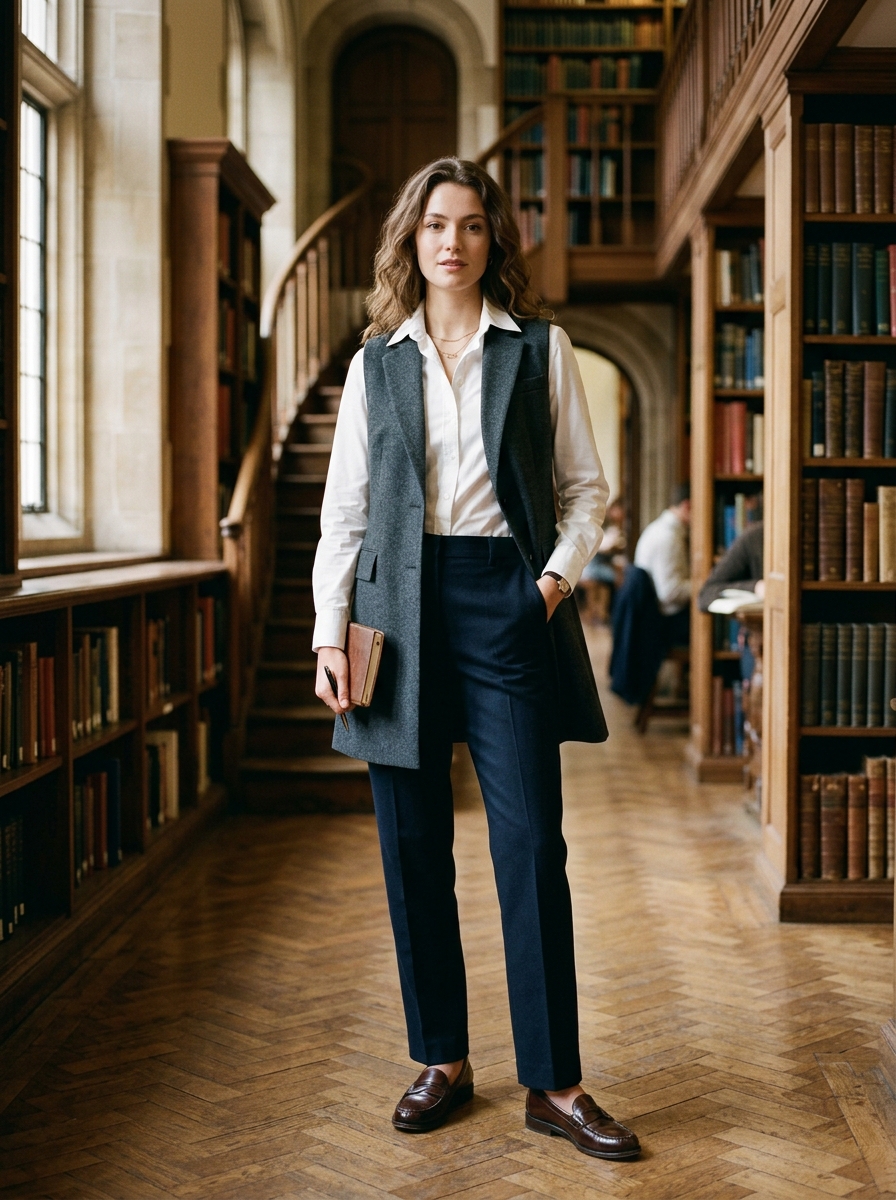 Longline Vest With Button-Up Shirt and Straight Pants