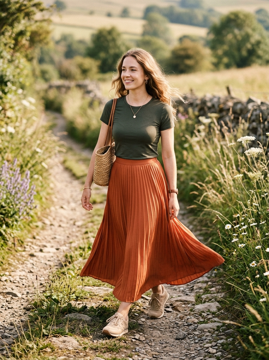 Maxi Skirt With a Fitted Performance Tee