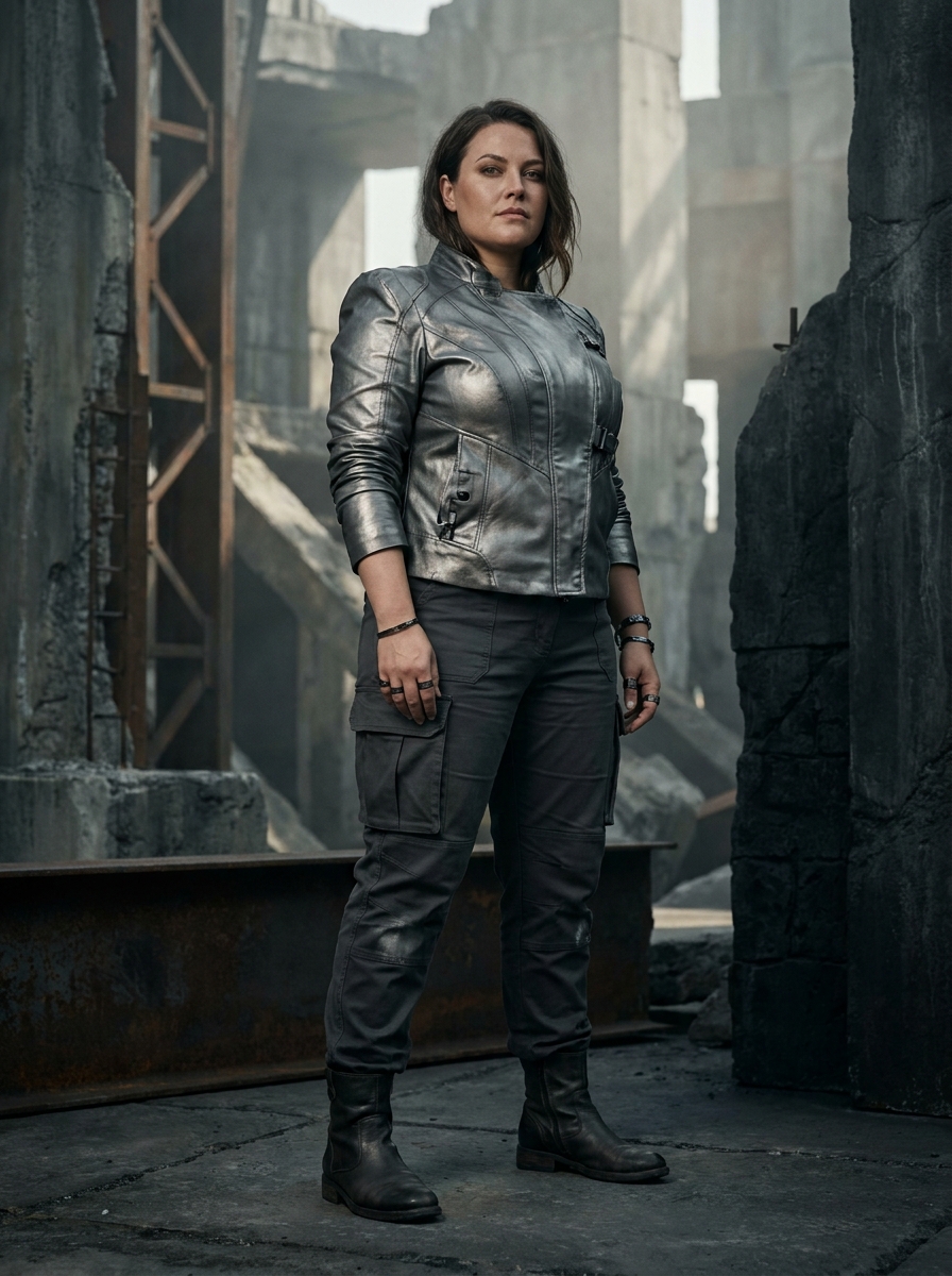 Metallic Jacket With Matte Cargo Trousers