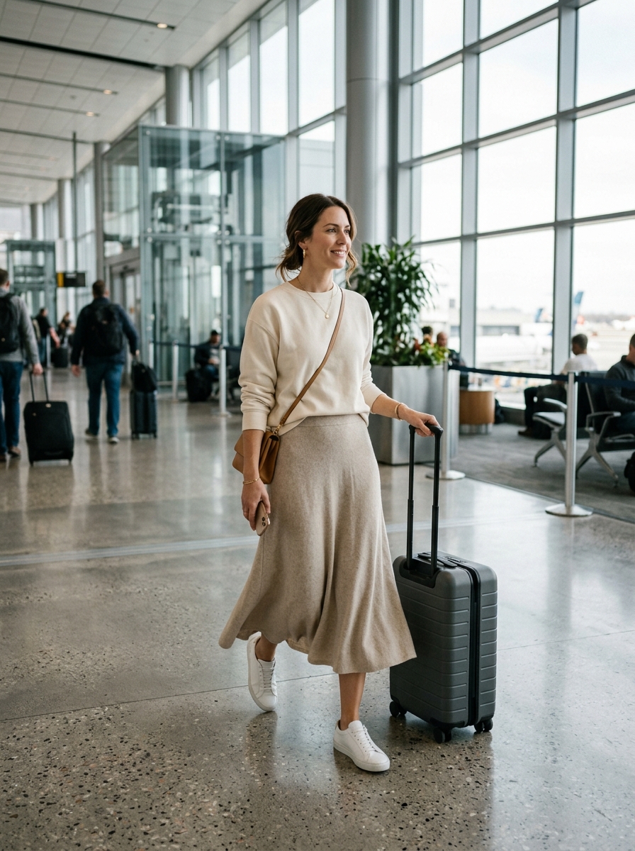 Midi Skirt With a Relaxed Sweatshirt