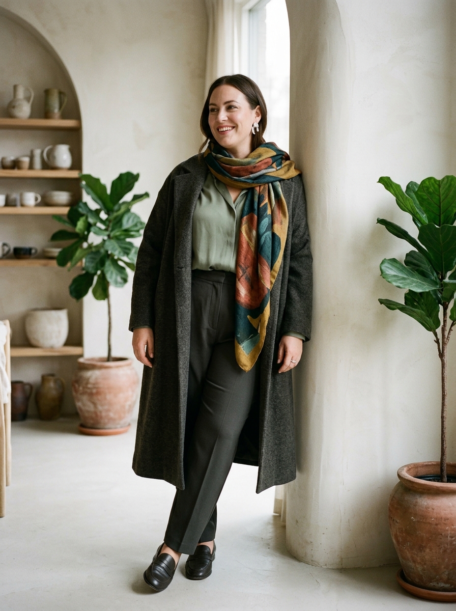 Monochrome Layers With a Statement Scarf