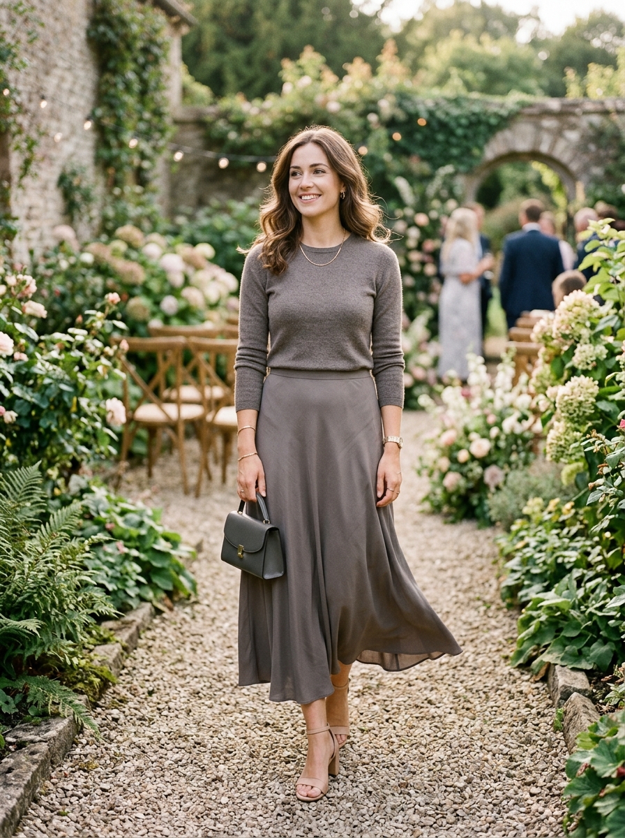 Monochrome Midi Skirt With a Matching Knit Top