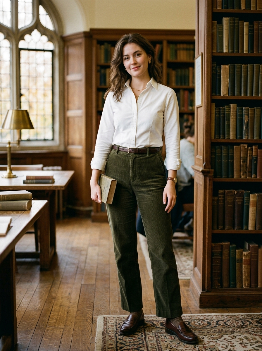 Oxford Shirt With High-Waisted Corduroy Pants