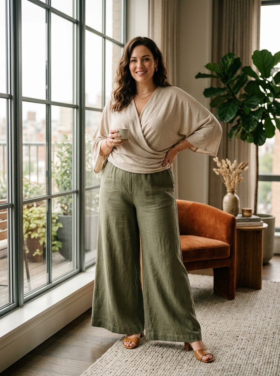 Palazzo Pants With a Soft Draped Top