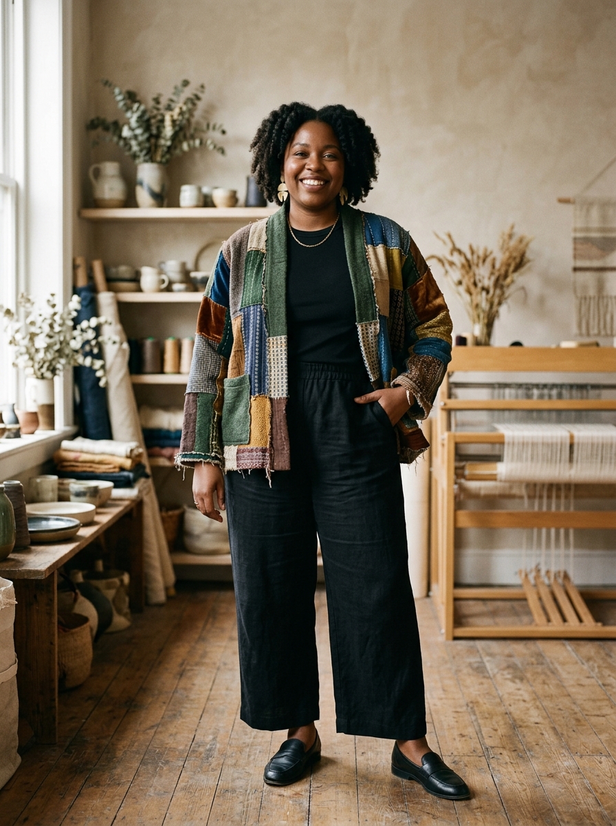 Patchwork Jacket With Black Basics
