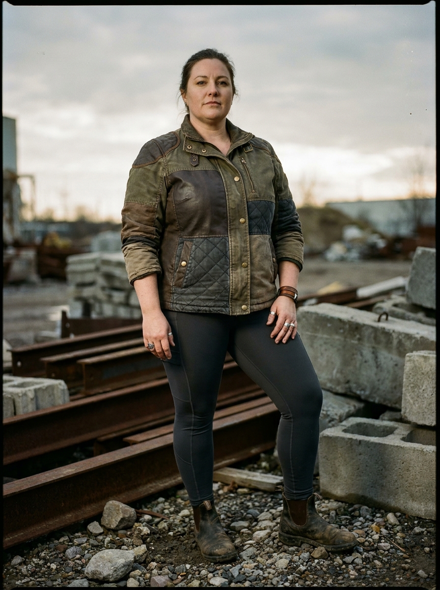 Patchwork Jacket With Dark Utility Leggings