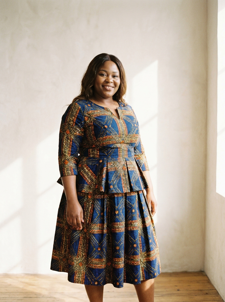 Peplum Ankara Dress With Soft Pleats
