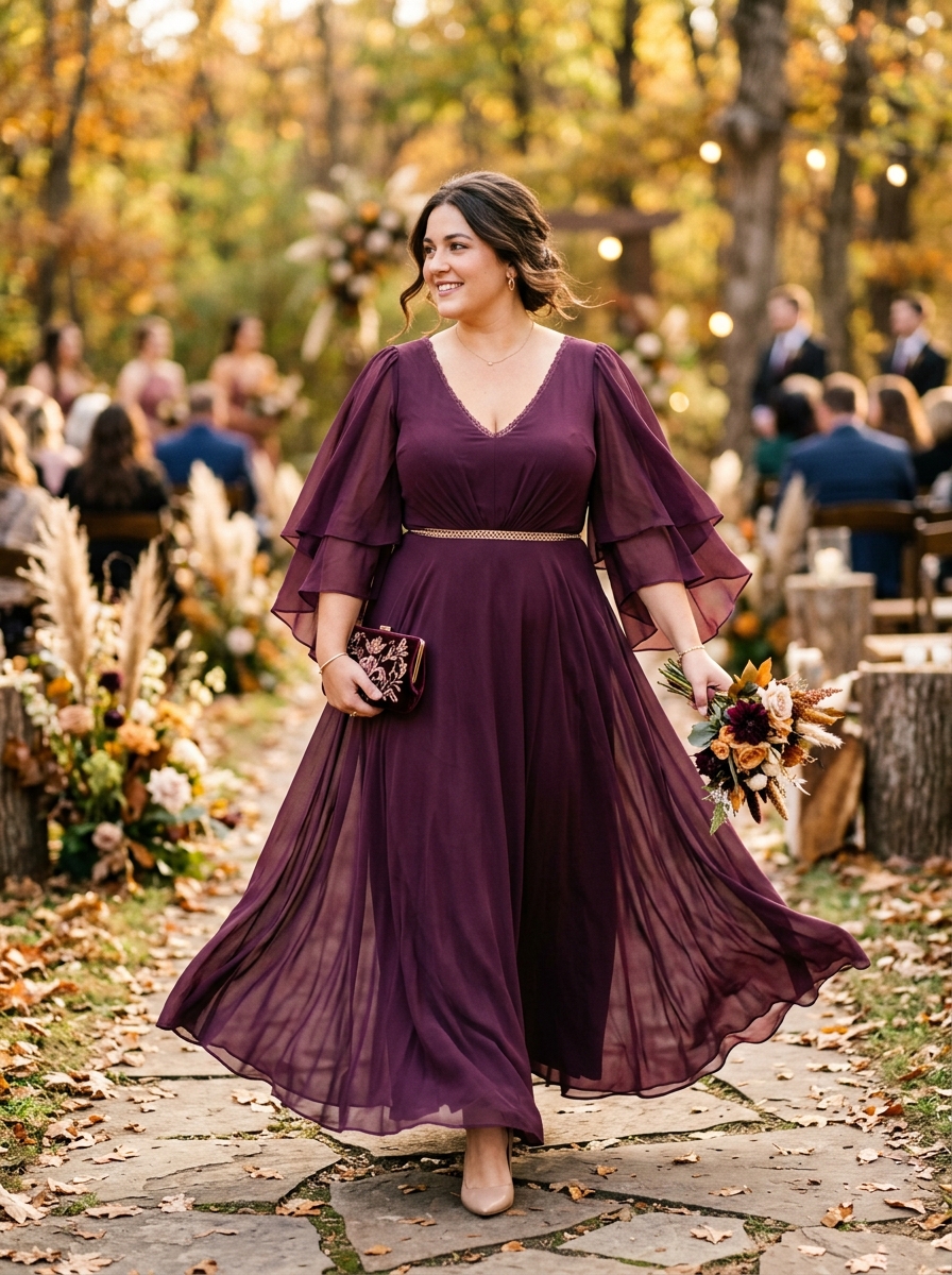 Plum Chiffon Maxi Dress